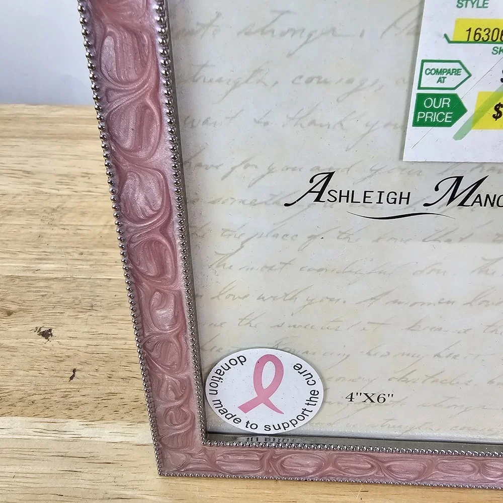 Ashleigh Manor 4x6 Pink Beaded Picture Frame Free Stand Decorative Photo Display